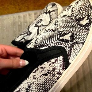 snake print, worn twice.